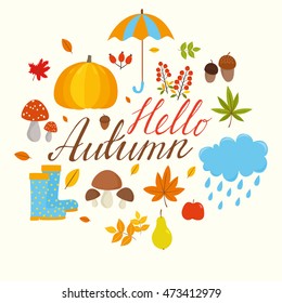 Hello, Autumn. vector set.