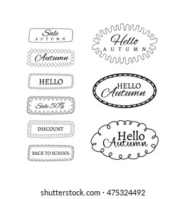 Hello Autumn, vector set, stickers, badges, banners