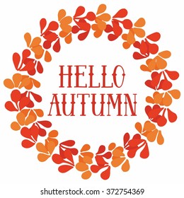 Hello autumn wreath vector card