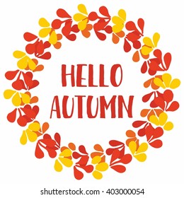 Hello autumn wreath vector isolated on white background