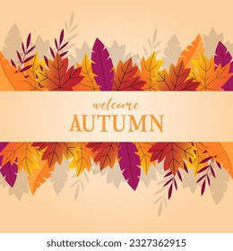 hello autumn.welcome autumn vector background. suitable for card, banner, or poster