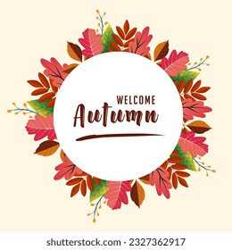 hello autumn.welcome autumn vector background. suitable for card, banner, or poster