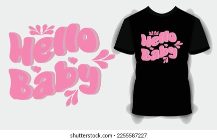 Hello Baby SVG craft design. Hand lettering illustration for your design. Newborn Sublimation Design