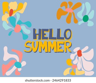 Hello Summer, Summer Background with melted flowers vector illustration. Summer time graphic. Summer time fun concept design