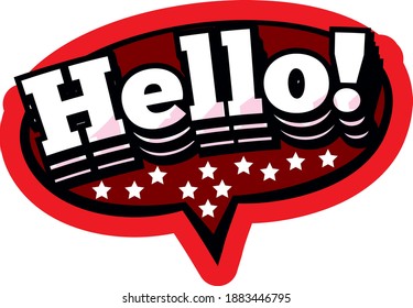 Hola. Banner, burbuja de voz, concepto de afiche y pegatina, estilo de memphis geométricos con texto Hola. Mensaje de icono Hola charla en la nube para banner, afiche, web. Fondo blanco. Ilustración vectorial