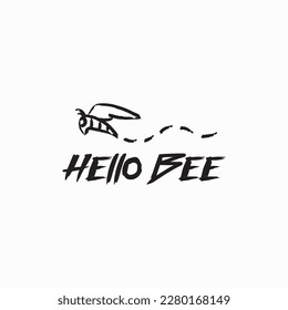 hello be art design illustration for t-shirt business and farm business. art brush of bee design concept vector file isolated on white background. 