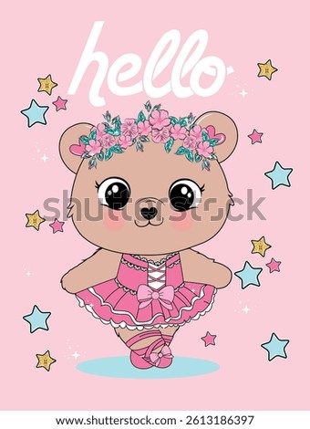 hello bear dance cute girl spring star