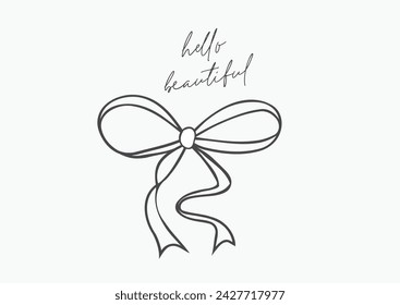 hello beautiful bow art design vector