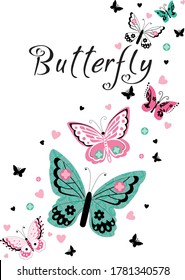 Hello Beautiful. Butterfly. Vector Graphic Design