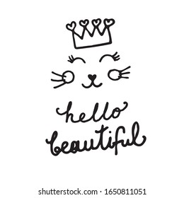 hello beautiful handwriting lettering black