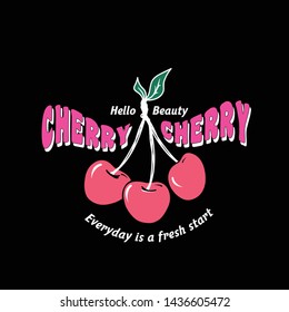 hello beauty cherry slogan black