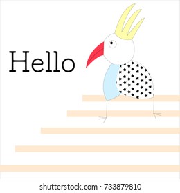 hello bird lines crown vector illustration 
