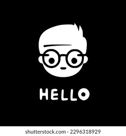 Hello - Black and White Isolated Icon - Vector illustration