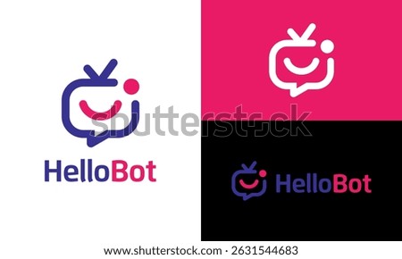 Hello bot logo design. Modern bot concept vector design with abstract chat bubble symbol graphic icon