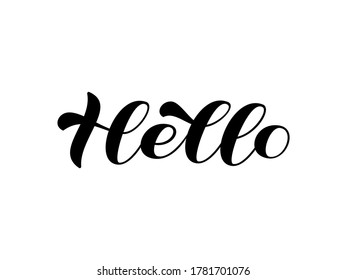 Hello brush lettering. Vector stock illustration for card