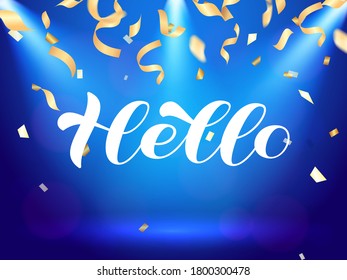 Hello brush lettering. Vector stock illustration for card