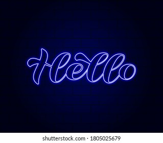 Hello brush lettering. Vector stock illustration for card