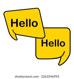 Hello Bubble,yellow Speech Message. Hello Speech Message Text Hello in Flat Vector