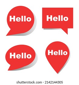 Hello buble,red speech message,Hello speech message Text hello in flat vector Bubl eps10 illustration.