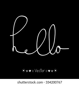 Hello calligraphic lettering with outline hand drawn, Illustration EPS10 great for any use.