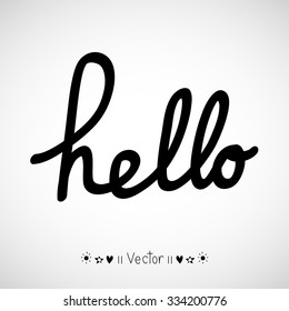 Hello calligraphic lettering with outline hand drawn, Illustration EPS10 great for any use.