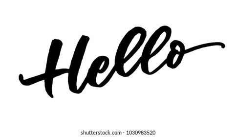 Hello calligraphy. Hand drawn vector illustration. Lettering for cards, posters
