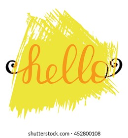 Hello calligraphy lettering. Vector Illustration
