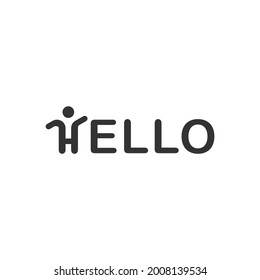 Hola caligrafía Letras con un icono humano en la ilustración vectorial de la plantilla de diseño del logotipo de la letra H