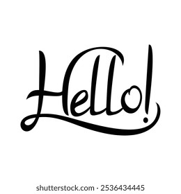 HELLO calligraphy with modern line for banner, greeting card or wallpaper.