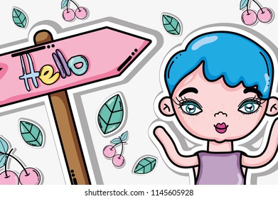 Hello card with cute cartoons