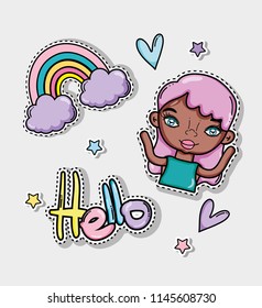 Hello card with cute cartoons