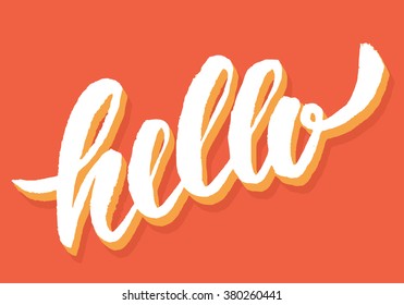 Hello card. Hand lettering.