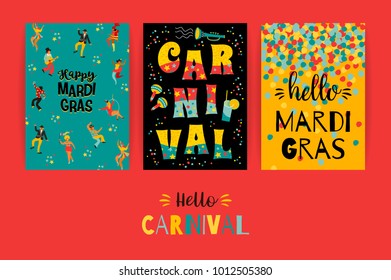 Hello carnival!. Vector templates for Mardi Gras concept and other users