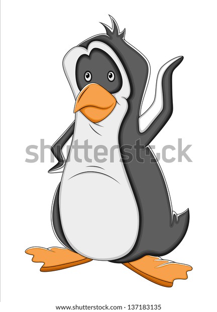 Hello Cartoon Penguin Vector Illustration Stock Vector (Royalty Free ...