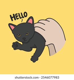 Hello Cat Meme Sticker T-shirt Vector Cute Illustration