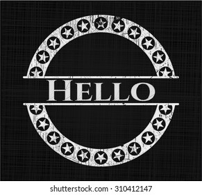 Hello chalkboard emblem written on a blackboard