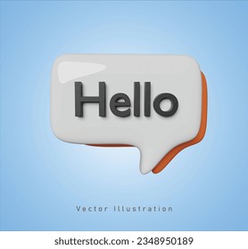 hello chat box in 3d vector illustration