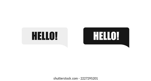Hello chat message, greeting sms notification. Social media messenger chatting button.