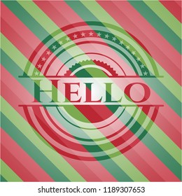 Hello christmas emblem background.