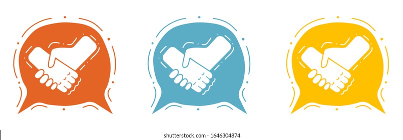 Hallo Cloud. Hallo-Symbol. Hallo Symbol. Wolke auf einem Handshake-Thema. Grußfreunde. Geschäftstreffen. Banner im Cartoon-Stil. Vektorillustration im Flachstil