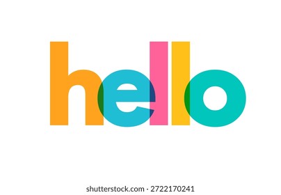 Hola, diseño de frases de letras de colores. Colorido eslogan tipográfico para Anuncios o gráficos impresos. Ilustración vectorial