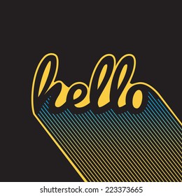 Hello colorful lettering.Retro template vector illustration