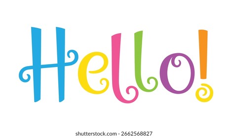HELLO Anuncio de letras de mano de Vector colorido
