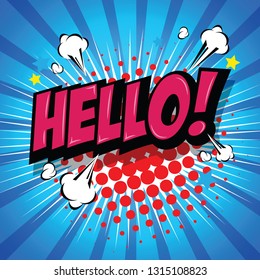 Hello !- Comic Speech Bubble, Cartoon. art and illustration vector file.