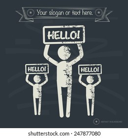 Hello concept,human resource on old background,grunge vector