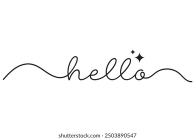 Hello - continuous one line. Modern calligraphy quote line script word hello