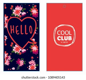 Hello Cool Club Hangtag Vector Design