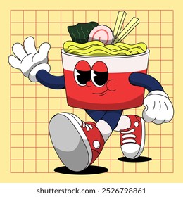 HELLO CUP RAMEN MASCOT CHARACTER ILLUSTRATION