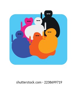 hello cute character aliens raise your hands hello