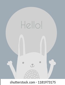 Hello Cute Doodle Woodland Card template design